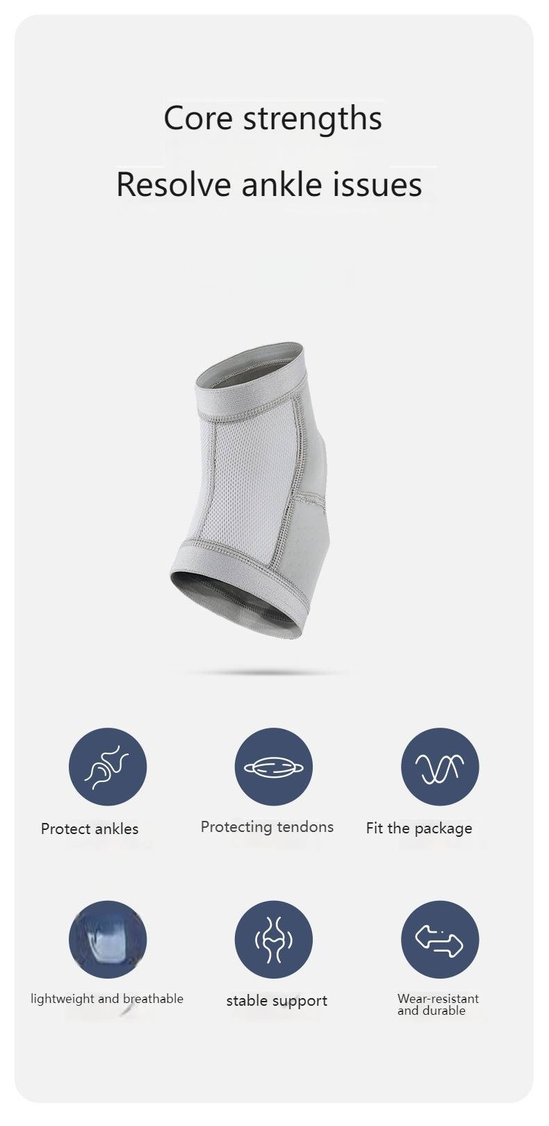 Nailisi Ankle Support Brace – Lightweight Breathable Sleeve For Basketball, Running & Tennis (S/M/L Sizes, Grey/Black)_voghion.com