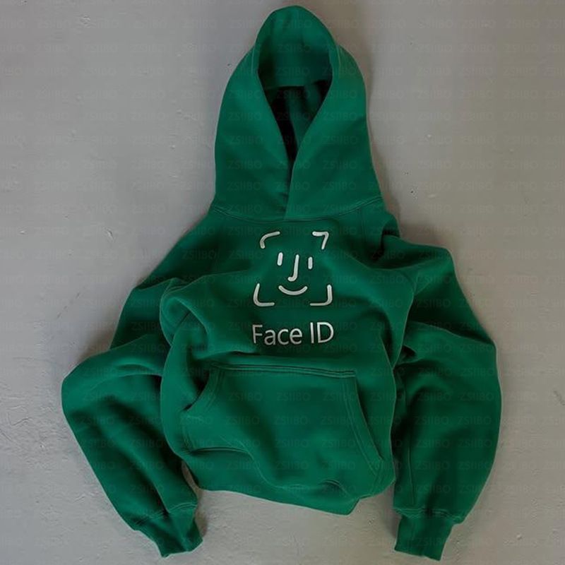 Moletom com Capuz Unissex Estampado com Smiley – Blusa Casual Streetwear com Bolso Canguru (Tamanhos P-GG, Mistura de Poliéster, Estilo Streetwear Japonês, Modelagem Unissex)_voghion.com