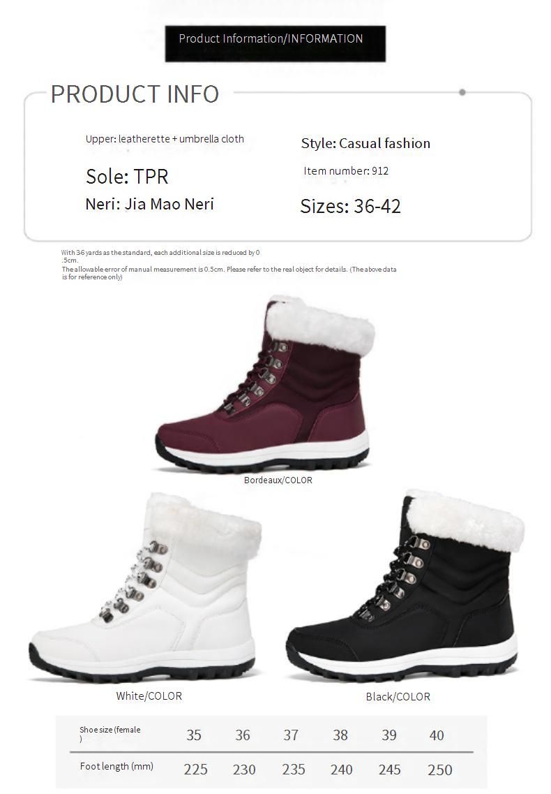 Women's Winter Snow Boots With Thick Fleece Lining, Water-Resistant Synthetic Leather Upper, Non-Slip Rubber Sole For Outdoor Activities_voghion.com