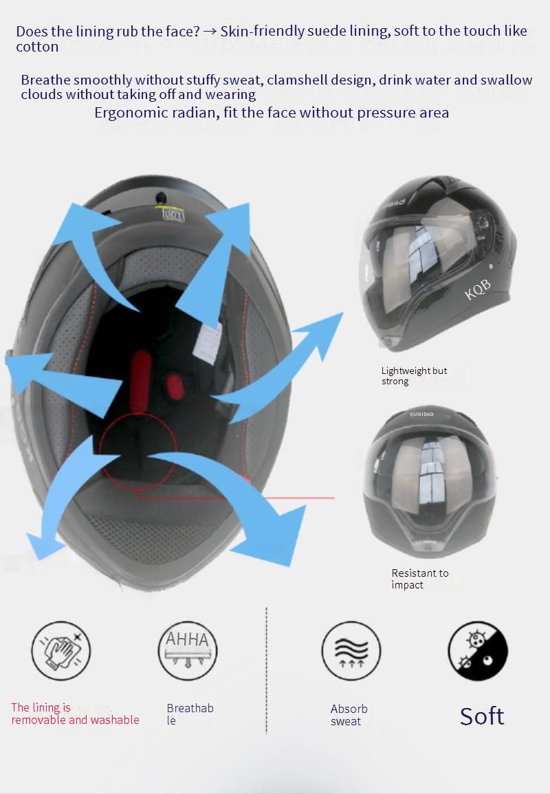 Casco integrale da moto KQIBOO con doppia visiera, calotta in ABS leggera, certificato 3C, sistema di idratazione, compatibile con Bluetooth_voghion.com
