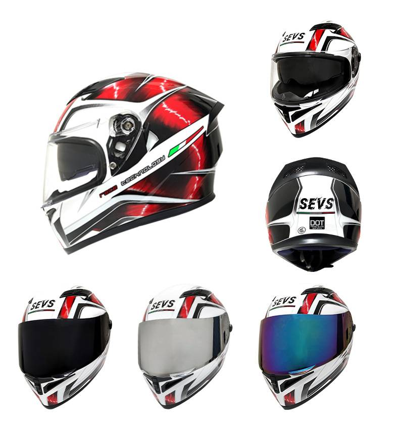 DOT & 3C Certified Full Face Motorcycle Helmet With Dual Visor & Bluetooth, SEVS ABS Racing Helmet For Men & Women (Multiple Colors/Sizes)_voghion.com