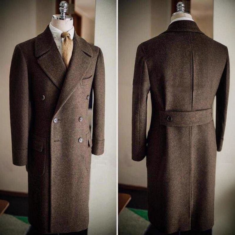 Men's Wool Blend Double-Breasted Overcoat – Formal Winter Coat For Weddings, Performances & Evening Events (Dark Brown, Slim Fit, Xxs-4xl)_voghion.com