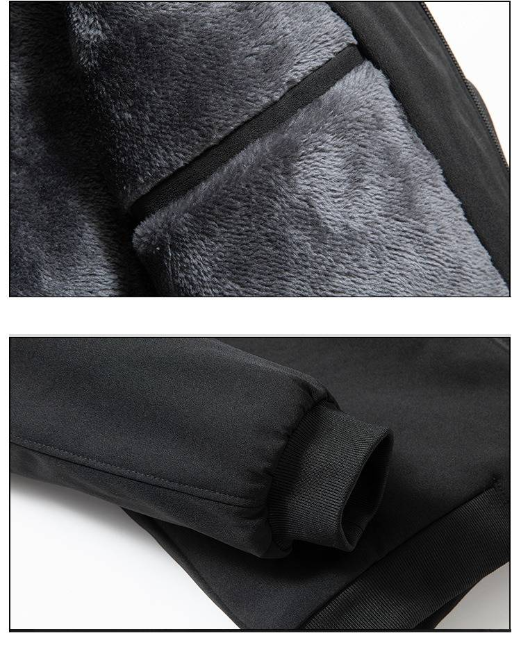 Cappotto invernale spesso da uomo con fodera in pile e collo alto, giacca calda in sherpa per persone di mezza età e anziani, vestibilità ampia, chiusura con cerniera (rosso/nero)_voghion.com