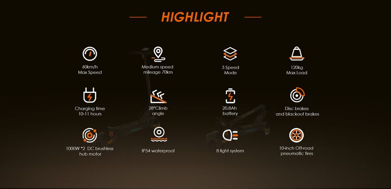 KuKirin G2 Master Adult Electric Scooter 52V 20.8Ah Foldable E-Scooter 1000W*2 Dual Motor 60km/h Max Speed 10 Inch Tires Off-road E-Scooter_voghion.com