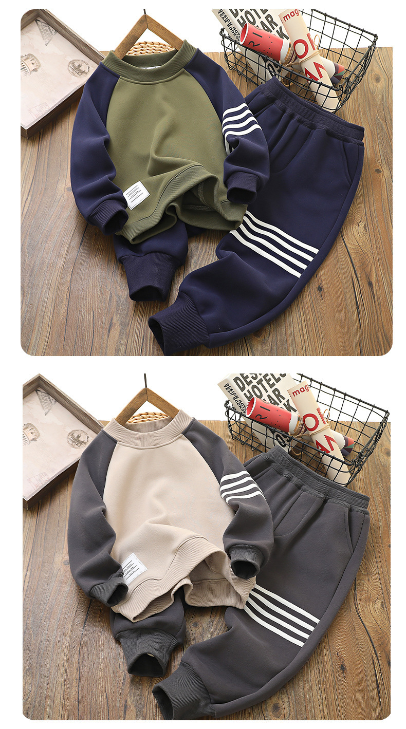 Pull en peluche pour garçons, veste chaude d'hiver pour enfants, vêtements pour filles, ensemble tricoté deux pièces, tendance en direct_voghion.com