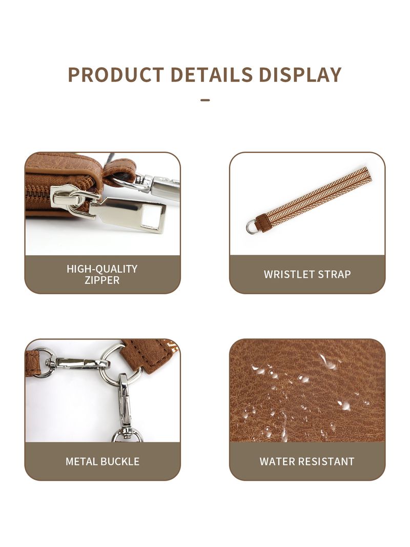 Damen Mini Zipper Wristlet Keychain Portemonnaie Duebel Pocket Wristlet Portable Portemonnaie Coin Portemonnaie Mini Women Coin Bag_voghion.com