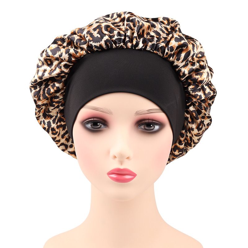 Hijab e turbante, nuovo berretto da notte in raso stampato, elastico, a tesa larga, per la cura dei capelli da donna, cappello rotondo, cuffia da strega_voghion.com