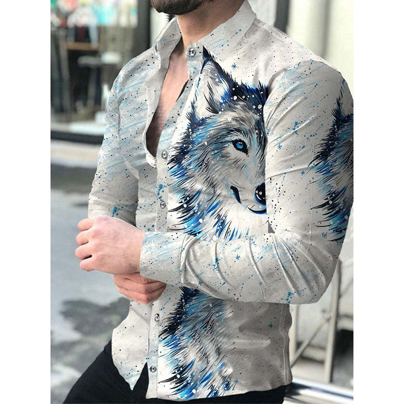 2023 New Spring Autumn Men's Long sleeved Flower Large and Thin Top Gradient Print Shirt_voghion.com