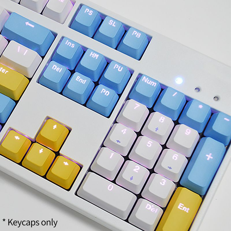 104 Keys Key Caps OEM Height Wear-resistant Oil-proof Dirt Resistant Replacement Translucent PBT Rainbow Color_voghion.com