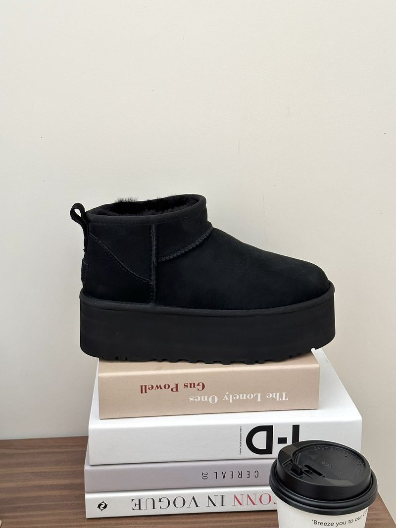 2023 Herbst/Winter Mini Dicker Boden 5 cm Modestil Henan Sangpo Schneestiefel Damen Leder und Fell Einteiler_voghion.com