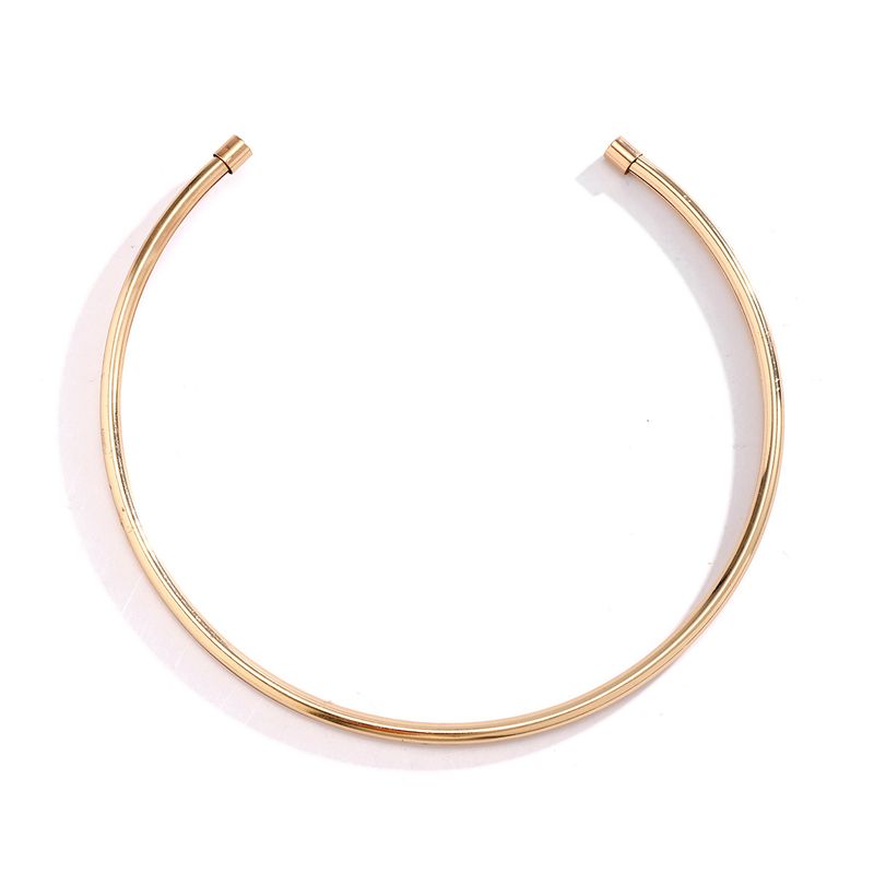 Colar de nicho com corrente de clavícula, minimalista, banhado a ouro, anel circular liso, gargantilha estilo frio_voghion.com