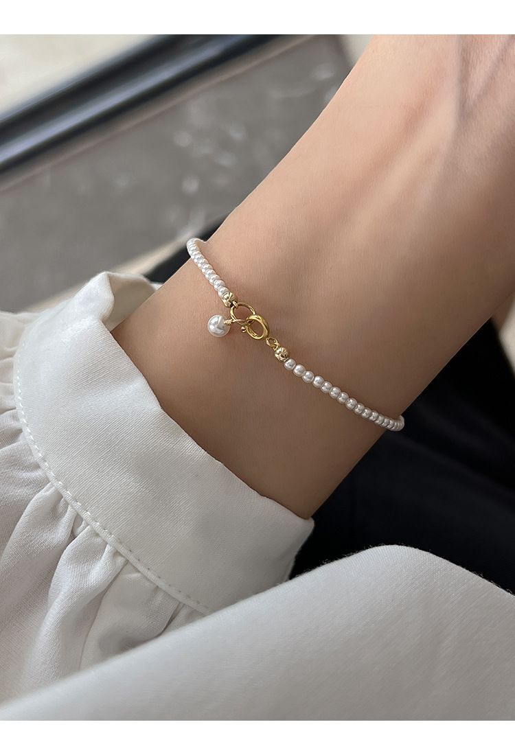 Braccialetto semplice con perle rotonde leggere e resistenti, classico Mini Shi Jia, stile squisito per i blogger di nicchia._voghion.com