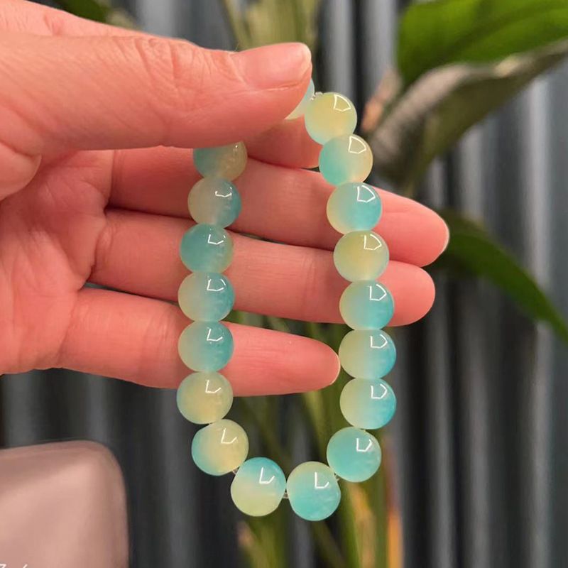 Ice Transparent Gradient 10mm Two Color Soft Finger Bracelet Student Rosary Held Hand Twist_voghion.com