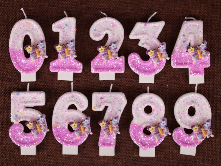 Creative Flower Butterfly Digital Cake Decoration Insert Children's First Birthday Party Candle_voghion.com