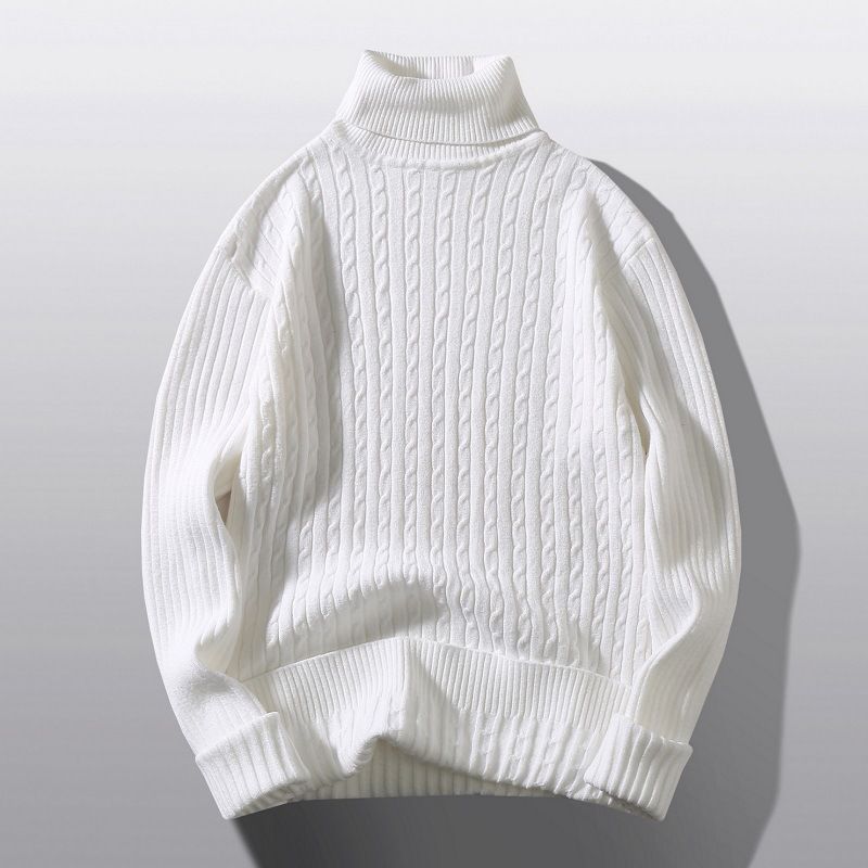 Men's Clothing Autumn And Winter Running Volume Sweater Men's High Collar Pullover New Flower Sweater Casual Knit Sweater Bottom Line Sweater Spot_voghion.com
