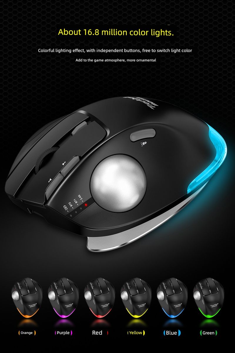 RGB Backlight Charging Bluetooth Wireless Trackball Mouse_voghion.com