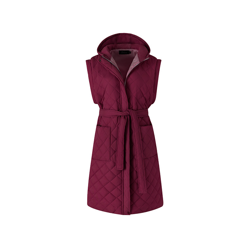 Abbigliamento da donna autunno e inverno cappello lungo da indossare, gilet con cerniera, cappotto imbottito in cotone da donna con personalità sottile_voghion.com