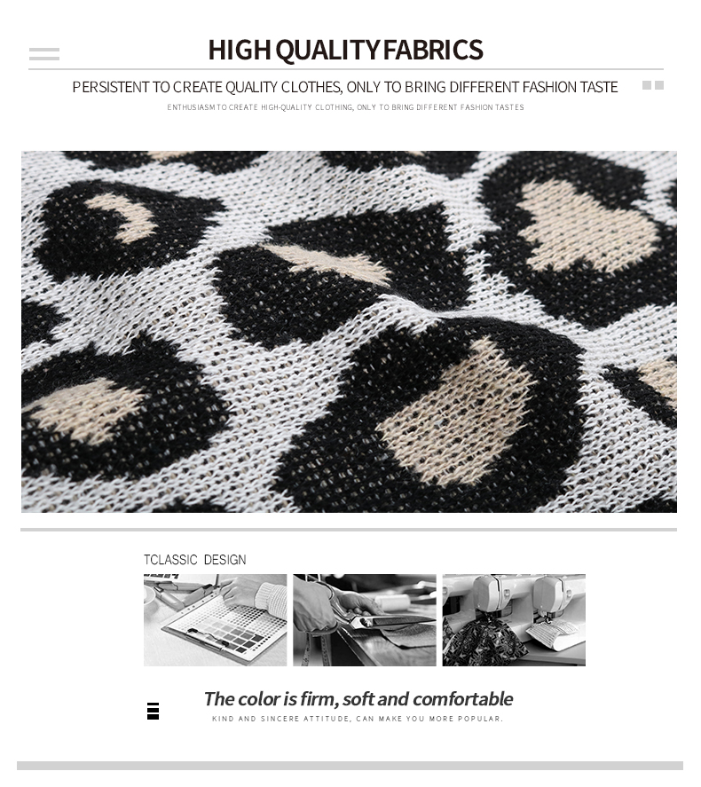 Gestrickter Pullover mit Leopardenmuster und V-Ausschnitt_voghion.com