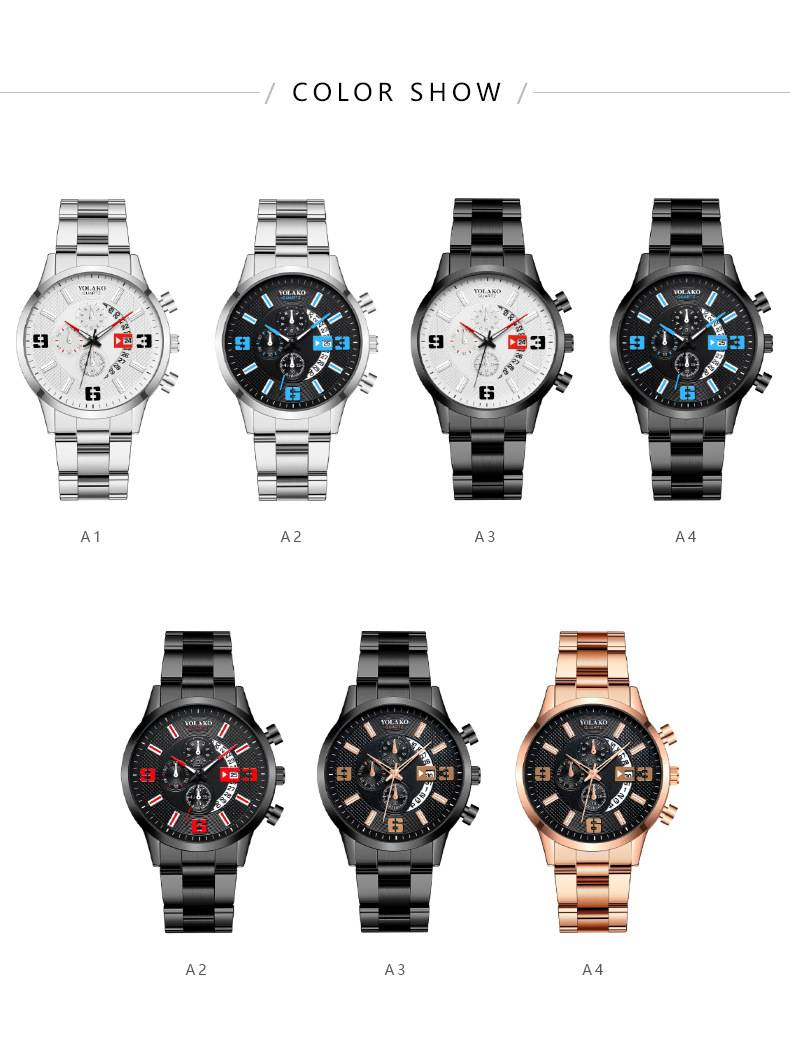 Neue Mode Luxus Edelstahl Uhr für Männer Schwarz Quarz Armbanduhren Business Casual Große Zifferblatt Uhr Männliche Uhr Relogios Masculinos_voghion.com