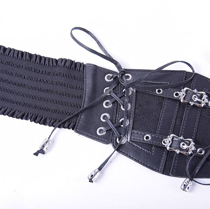 Heiß verkaufter Designer-Lederwickel mit Spitzenriemen und dekorativer, formender Retro-Metallschnalle für Damen, elastische Taille_voghion.com