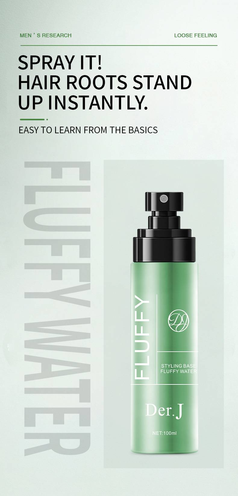 Der.j Unisex Dry Volumizing Spray – Sofortiges Volumen an den Haarwurzeln, kein Ausspülen, tragbar und für unterwegs – Geeignet für alle Haartypen_voghion.com