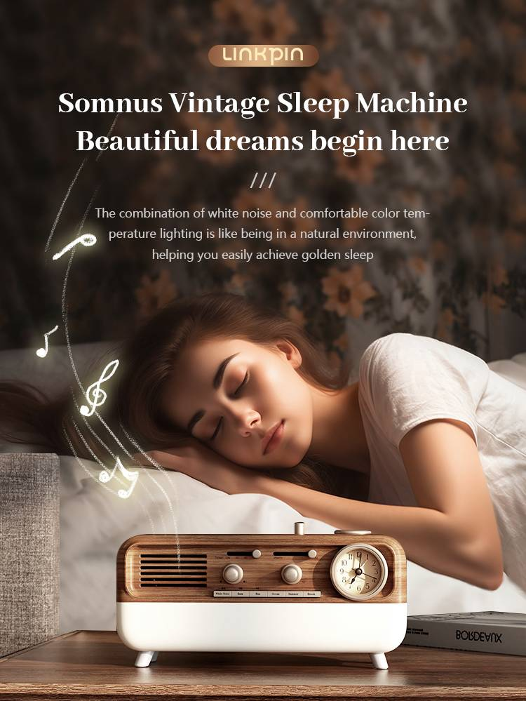 Uyku Yardım Ses Makinesi Beyaz Yetişkinler, Çocuklar, Uyuyan Bebekler İçin - Beyaz Gürültü Makinesi Somnus S2 Vintage Uyku Makinesi_voghion.com