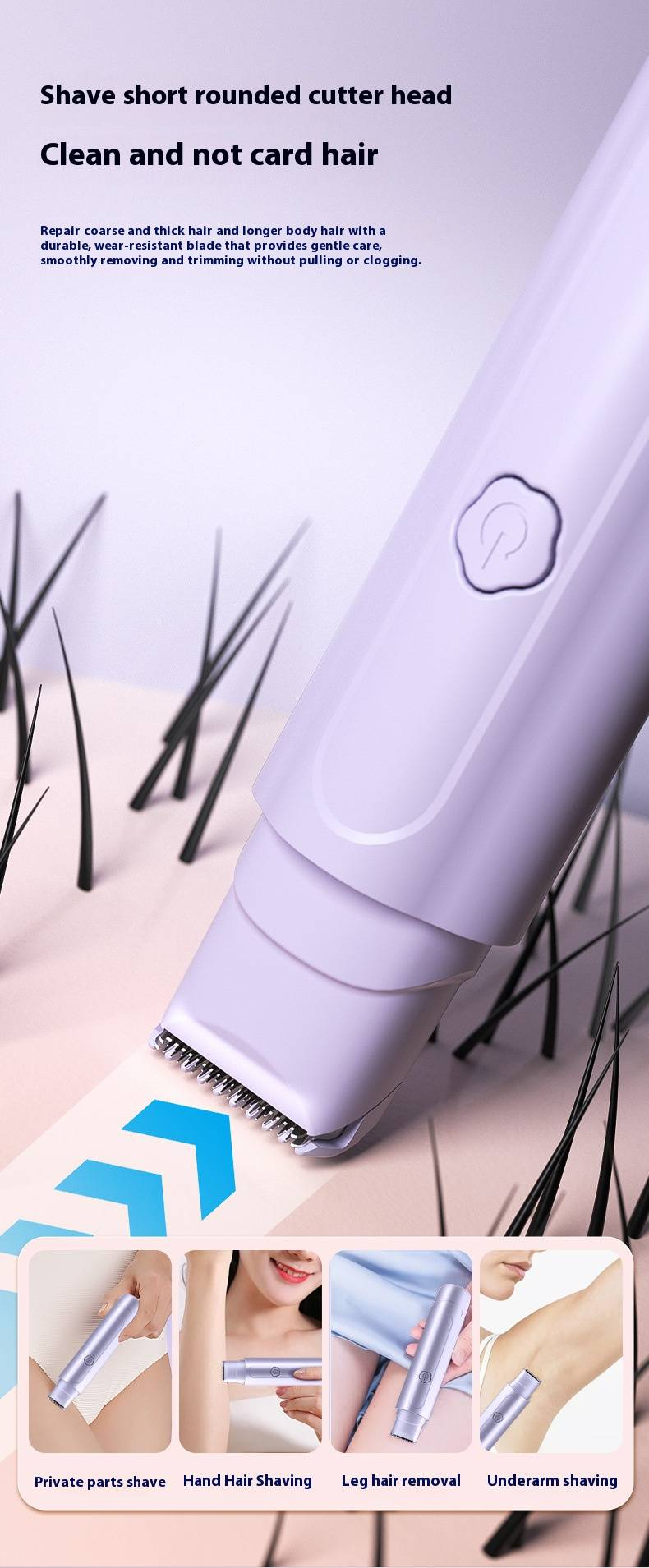 Tondeuse à cheveux rechargeable à double extrémité pour femmes : rasoir bikini et tondeuse corps indolore pour zones sensibles_voghion.com