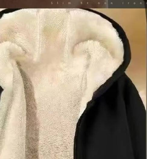 "Herren-Strickjacke mit Kapuze und Fleecefutter – Plüschige Samtstruktur, Oversize-Passform (Schwarz, M-5XL)"_voghion.com