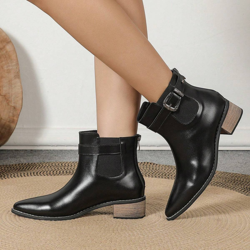 Stivali da donna autunnali e invernali di grandi dimensioni, con punta a punta, tacco spesso, cerniera posteriore_voghion.com