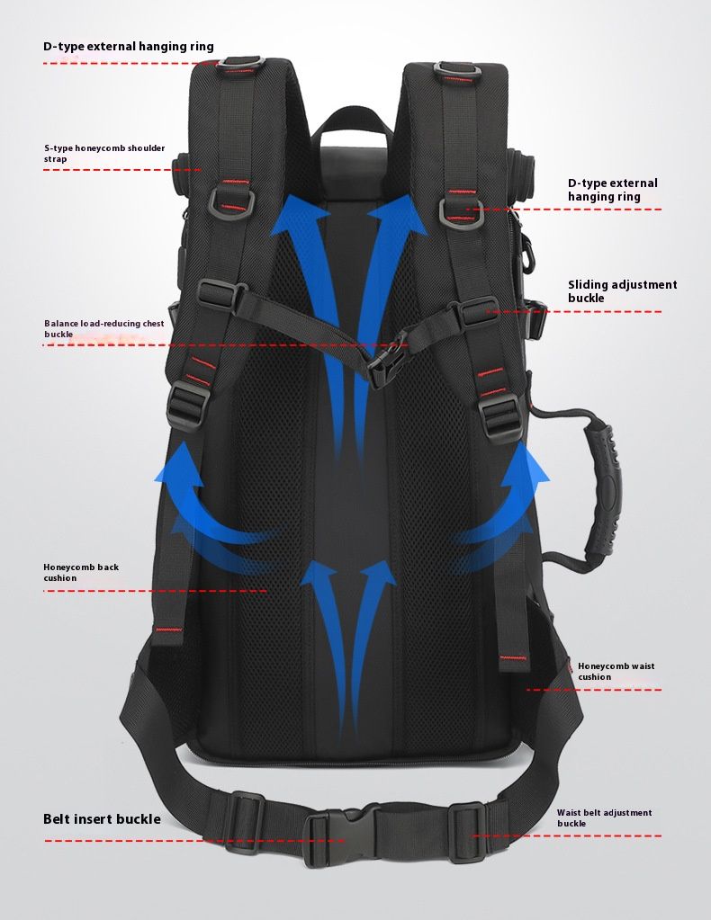 Durable Travel Backpack - Large Capacity Waterproof Hiking Backpack With Laptop Compartment & Shockproof Design, Stylish Streetwear Rucksack_voghion.com