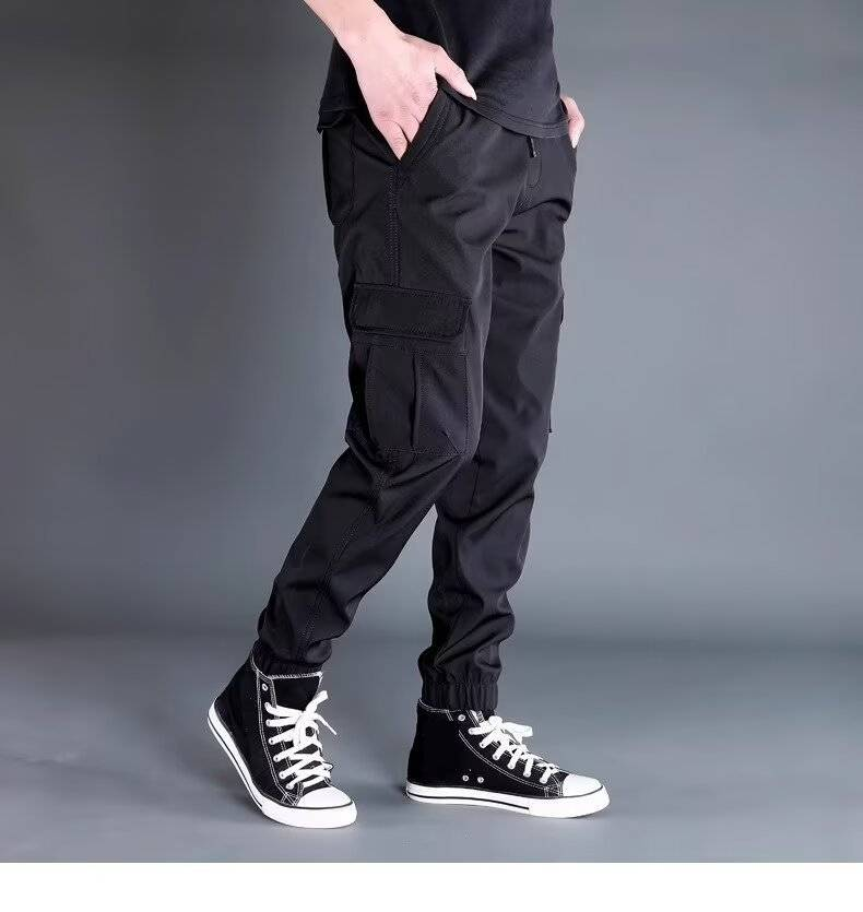 Herrenbekleidung Herren Cargo Jogger Pants - Leichte Sommer-Trainingshose mit Kordelzug und mehreren Taschen, dehnbares Polyestergewebe_voghion.com