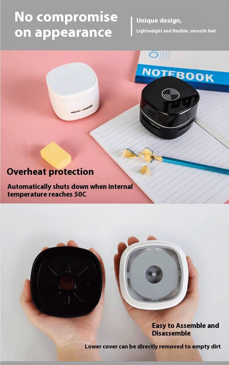 Ultra-Portable Handheld Vacuum - Cordless USB-C Rechargeable Mini Cleaner For Crumbs, Ash & Debris, Compact Desktop Dustbuster With LED Light_voghion.com