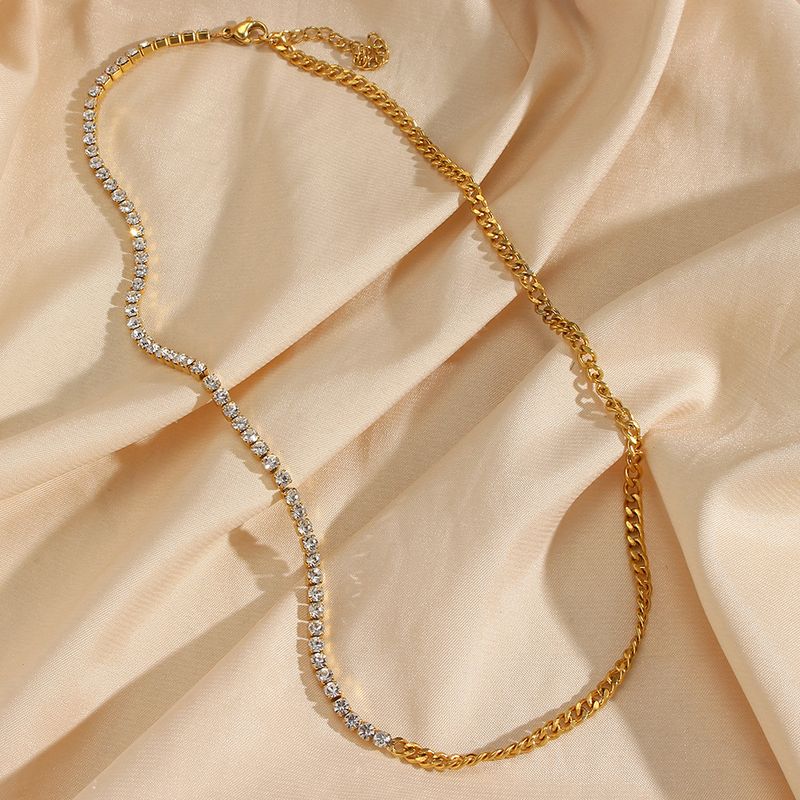 ins mode temperament lätt lyx mångsidig nyckelbenskedja skarvning tunn kubansk kedja zirkon armband halsband_voghion.com