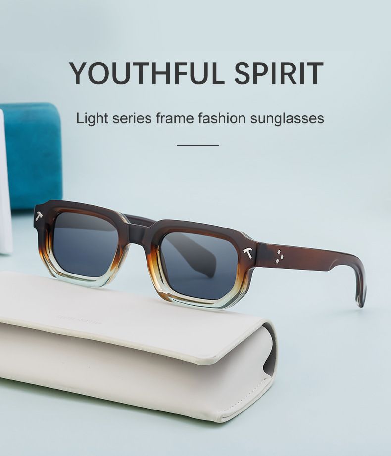 Neue modische Sonnenbrille mit quadratischem Rahmen für Herren, Persönlichkeit, einfache Sonnenbrille, schwarze Sonnenbrille für Herren_voghion.com