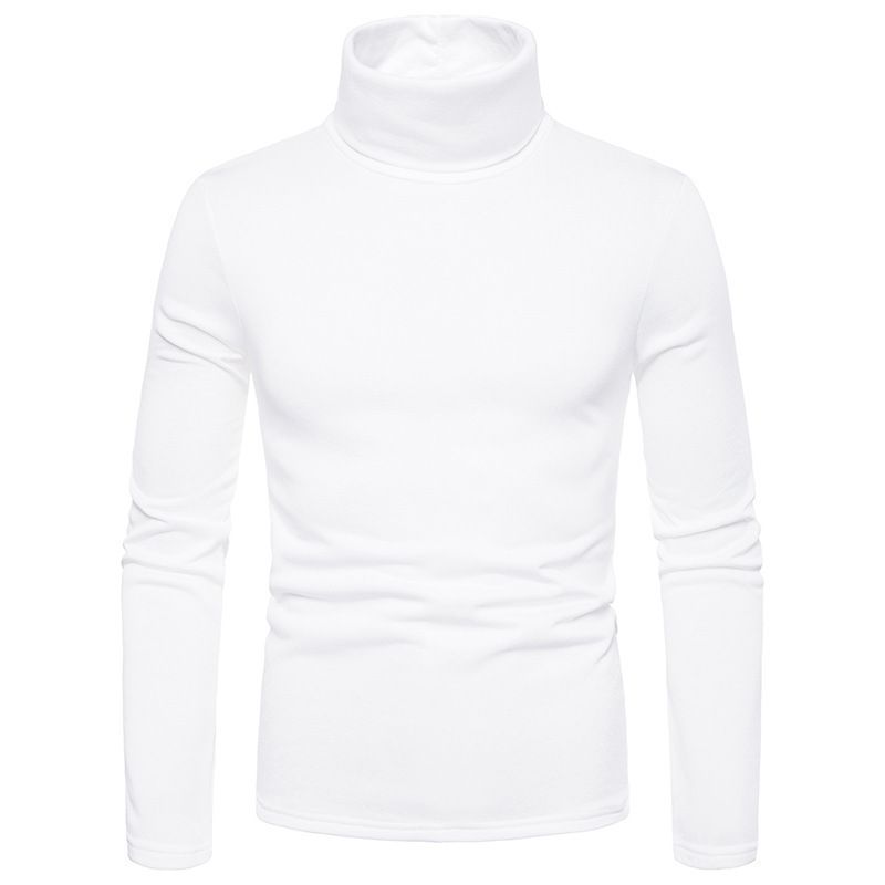 Inner Layer Autumn Winter Fleece Lined Turtleneck Long Sleeve T-Shirt Men's Pullover Thermal Base Shirt Top_voghion.com