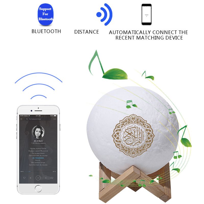 Mini veilleuse musulmane lumineuse sacrée, boîte à lampe Coran, cadeau Coran, Azan, haut-parleur Bluetooth sans fil, son portable Blutooth_voghion.com