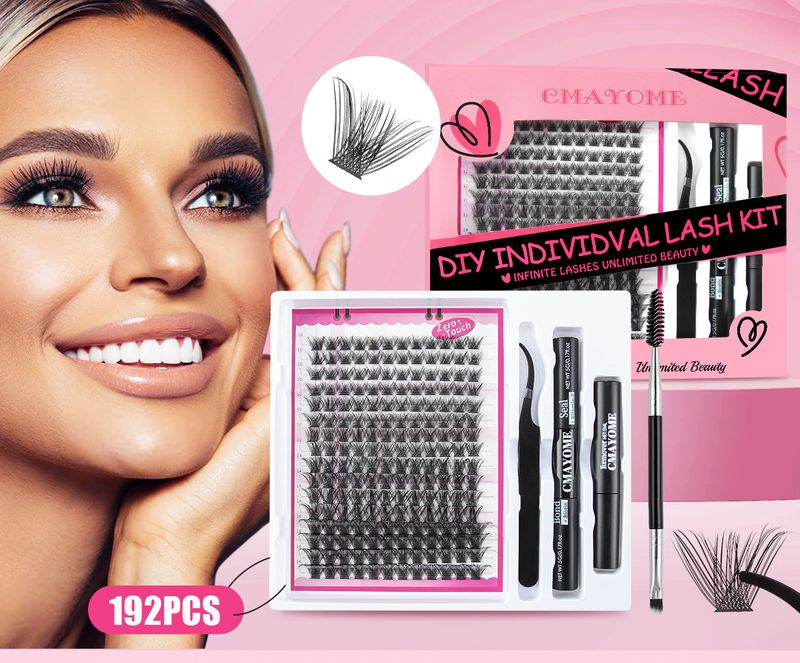 European and American cross border single cluster D curved hair false eyelashes exquisite gift box set DIY segmented natural thick eyelashes_voghion.com