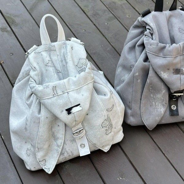 Tie-Dye Rabbit Hooded Large Capacity College Shoulder Strap Academic Style Backpack_voghion.com