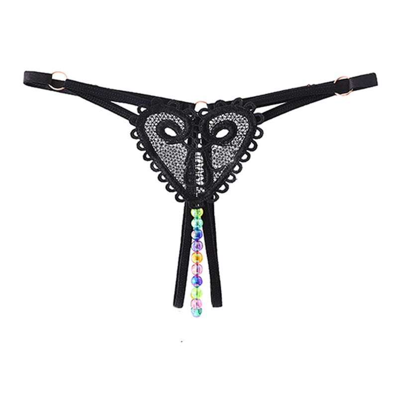 String 2025d pour femme, sous-vêtement sexy transparent et ajustable avec perles colorées et dos en T_voghion.com