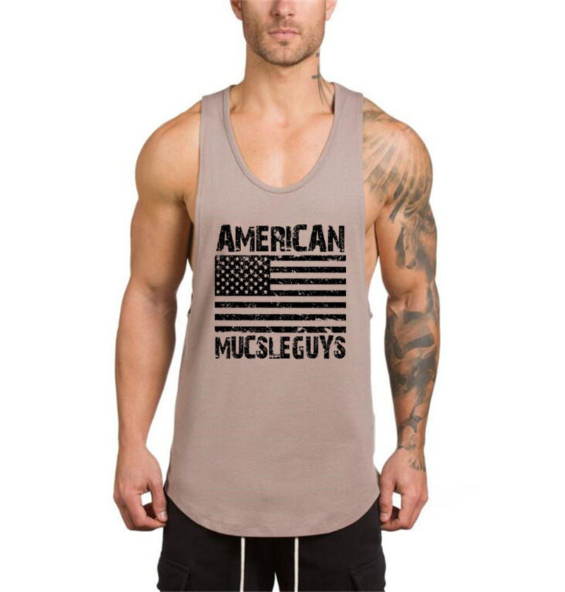 Herren-Tanktop aus reiner Baumwolle, T-Shirt mit elastischem Boden, Unterwäsche, komplett aus Baumwolle, Sport-Tanktop für Herren, bedruckt, Bodybuilding, Muskelschweiß_voghion.com