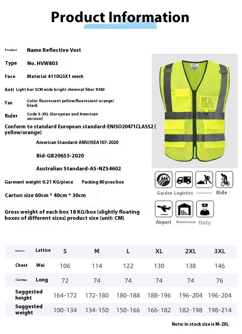 Multi Pocket w magazynie, kamizelka bezpieczeństwa do budowy dróg, kamizelka ostrzegawcza High Brighess do magazynów lotniskowych_voghion.com