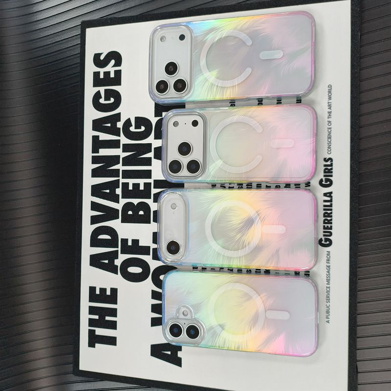 Neu Für Iphone Max Transparent Feder Farbe-Überzogene Handy Fall 17 Pro Magnetische Abdeckung 17Air Mode_voghion.com