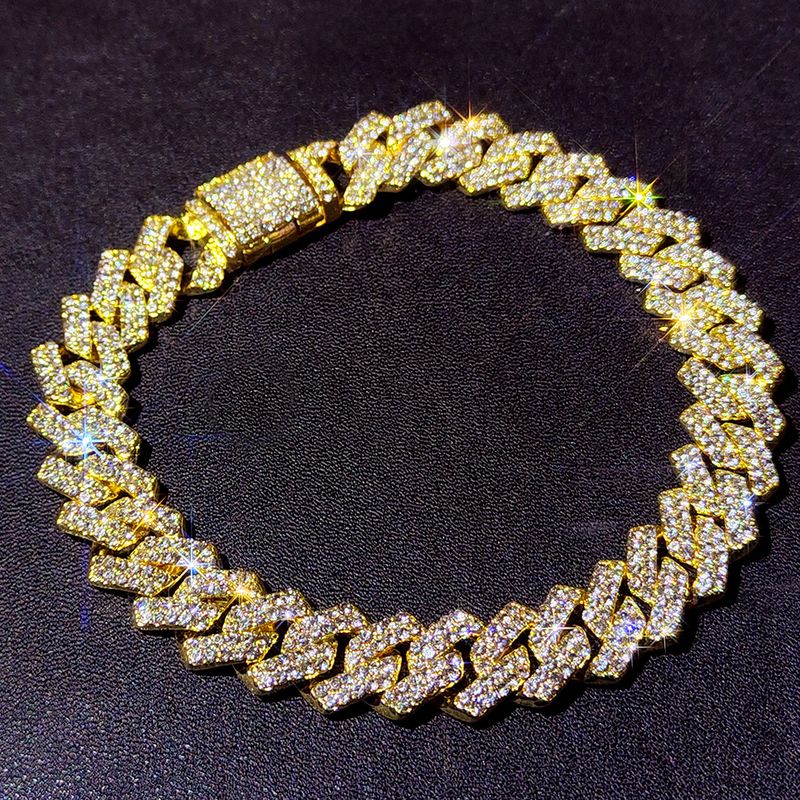 2025 New Arrivals Hip Hop 14MM Prong Link Necklace & Bracelet Iced Out Bling Cuban Chain Rhinestone Chains For Men Punk Rapper Jewelry_voghion.com
