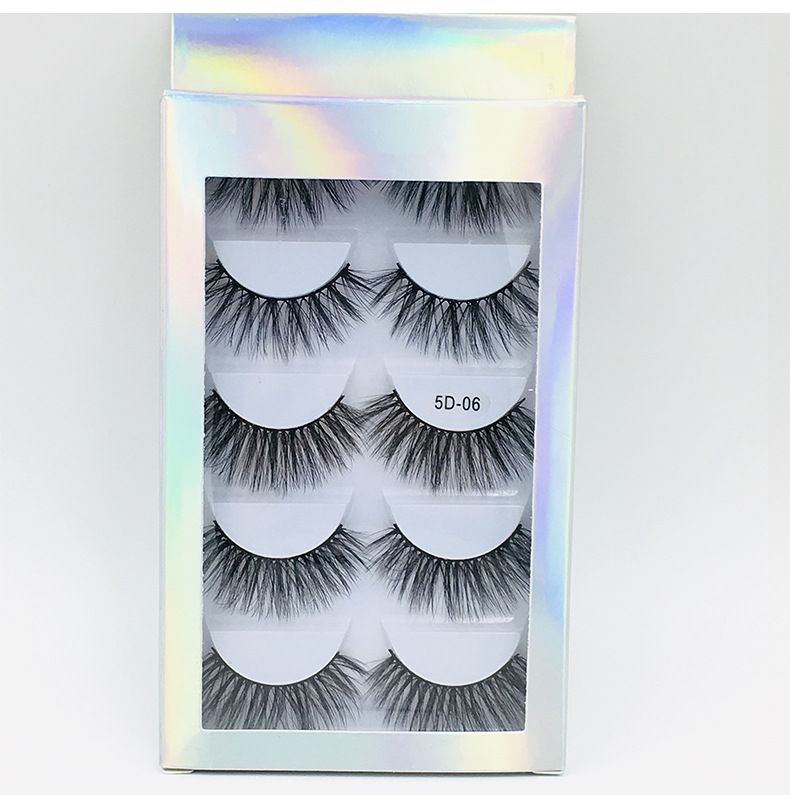 5 - Pair Set Of 5D Imitation Mink Hair False Eyelashes, Realistic Natural Style, Thick & Dense For Lash Extensions_voghion.com
