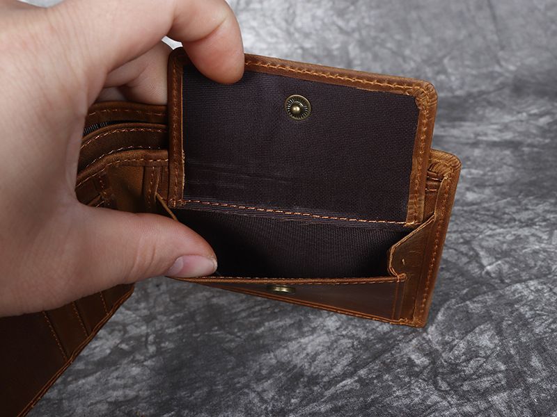 Men’s Bags Men's Wallet Horizontal Tri Fold Wallet Genuine Leather First Layer Cowhide Crazy Horse Craft_voghion.com