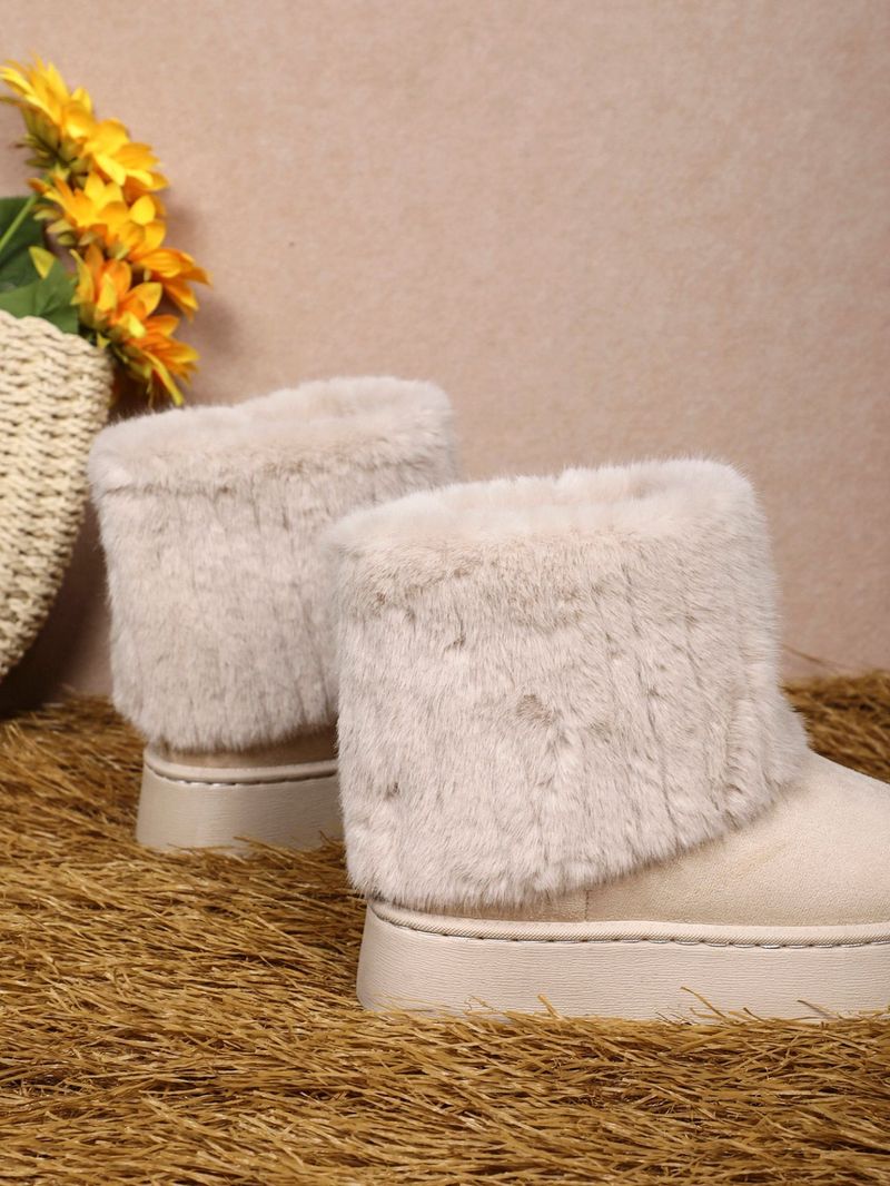 2024 Winter Neue Koreanische Stil Dicke Sohle Plüsch Warme Schnee Für Frauen Mit Pelzigen Manschetten Und Verdickt Kurze Baumwolle Stiefel_voghion.com