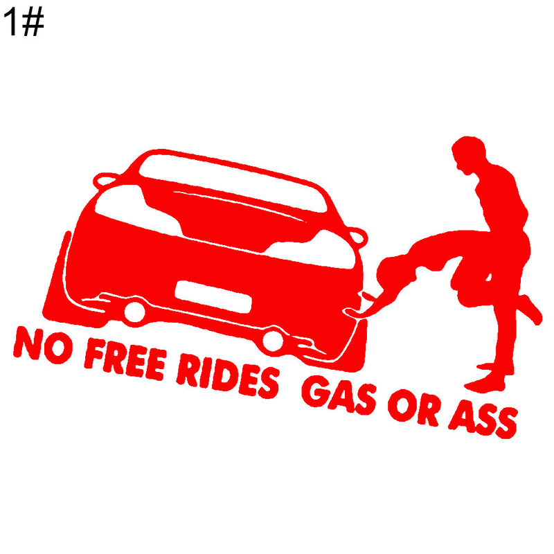 Yuanmheng Grappig Geen gratis ritten Gas of Ass Auto Voertuig Reflecterende Decals Sticker Decoratie_voghion.com