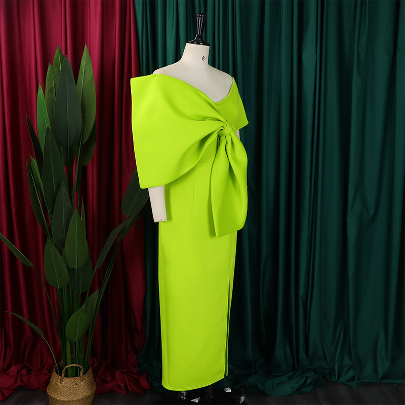 women's sexy big bow slit dress bag hip skirt dress_voghion.com