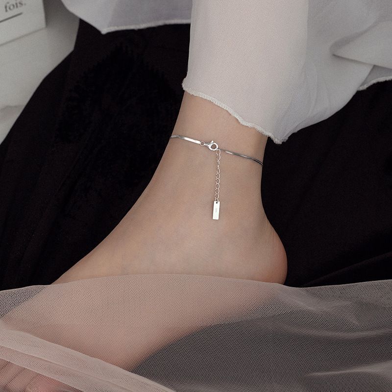 S Pure Zilveren Gladde Slangenbot Enkelband Voor Vrouwen Nieuwe Ins Stijl Licht Luxe Veelzijdig Niche Ontwerp Hoogwaardige Kettingvoet_voghion.com