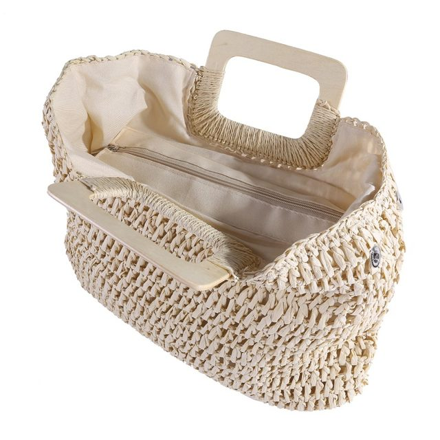 Borsa a mano da donna Borsa semicircolare intrecciata in vimini di vimini di grande capacità Borsa da viaggio casual da donna di grande capacità Bolsos di moda_voghion.com